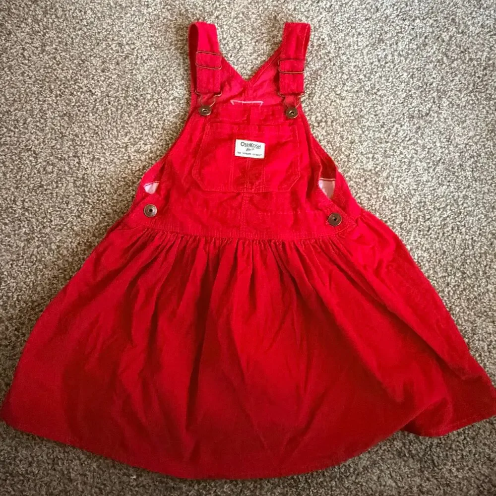 OshKosh B'gosh Red Overall Dress Girls Size 5T